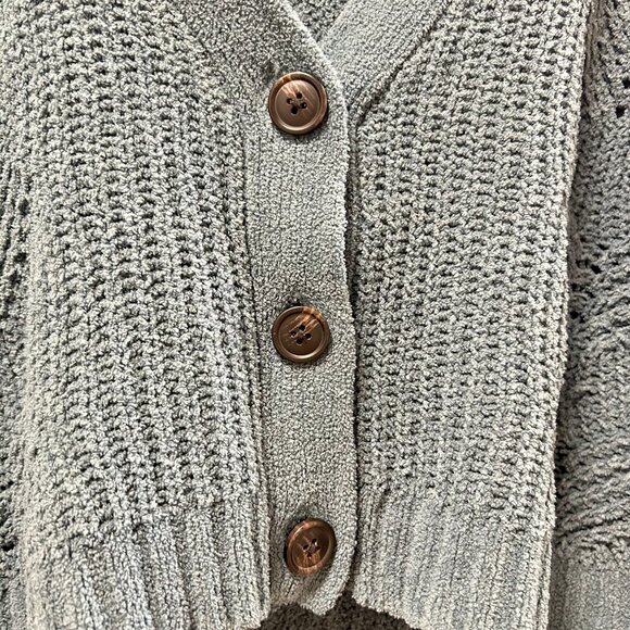 American Eagle Cropped Button Sweater Turquoise - Picture 3 of 8